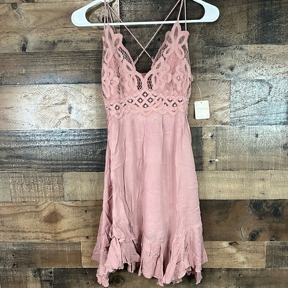 Free People Women's Adella Slip Dress Rose NWT XS - Picture 1 of 6